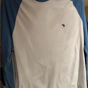 Abercrombie & Fitch Blue and White Long Sleeve Tee